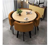 GAAHRQQQ K Combinaison table et chaise pour 3 à 4 personnes, canapé chaise, table ronde de 80 cm, chaise en cuir PU, magasin de vêtements, magasin de desserts d'hôtel (couleur : gris) (marron)