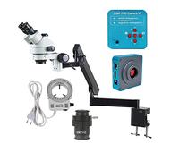 GAAHRQQQ Microscope industriel trinoculaire stéréo microscope 3,5 x 180 x bras articulé pince pilier + caméra vidéo HDMI 38 MP pour carte PCB CPU réparation soudure