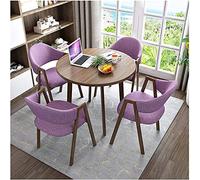 GAAHRQQQ Table basse et chaise combinaison bureau table et chaise ensemble 80 cm table ronde coton lin chaise balcon hôtel (couleur : kaki) (violet)