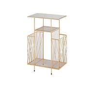 GAAHRQQQ Tables d'extrémité, table d'appoint, support de rangement multicouche, porte-revues créatif, plateau de table en verre trempé, table basse en métal, table basse décorative pour le salon
