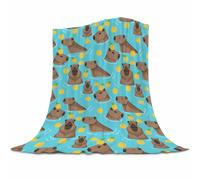 Gaakvrr Couvertures Capybara pour Enfants, Couverture Capybara, Couverture en Flanelle Légère et Confortable en Peluche pour Enfants Adultes, Décoration Capybara 100x130cm (40x50 Pouces)