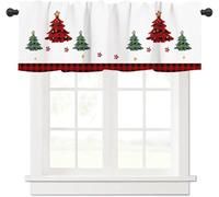 Gaakvrr Rideaux de cantonnière de Noël pour fenêtres, motif sapin de Noël blanc-rouge, 45x135cm（18x54 Inch）, Polyester, 1 Panel, 7.6 cm, Rideau, Blanc, Rouge, Cuisine, Classique, Tendance, Rod Pocket