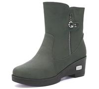 Gaatpot Bottes d'Hiver Femmes Bottines De Neige Chaudes Chaussures Fourrees Compensée Talons Antidérapage Bottine Gris EU39=CN40