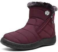 Gaatpot Bottes Femme Bottines Imperméable Bottes de Neige Fourrée Chaude Chaussures Hiver Boots Rouge EU42