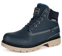 Gaatpot Bottes Hiver Homme Femme Chaussures de Randonnee Chaudes Mode Bottines de Neige Lacets,Bleu foncé D,EU44