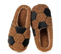 Gaatpot Chausson Peluche Pantoufle Femmes Homme Hiver Chaude Chaussures Maison Créatifs à Motif Ballon,Football marron,42/43(280)