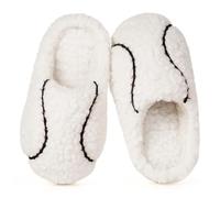 Gaatpot Chaussons de Maison Enfant Fille Pantoufles en Peluche Coton Garcon Chaussures Chaudes Doublés Thème des Ballon Hiver d'Intérieur Baseball_Blanc 24/25(170)