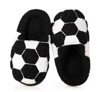 Gaatpot Chaussons de Maison Enfant Fille Pantoufles en Peluche Coton Garcon Chaussures Chaudes Doublés Thème des Ballon Hiver d'Intérieur Football_Noir 24/25(170)
