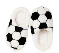 Gaatpot Chaussons de Maison Enfant Fille Pantoufles en Peluche Coton Garcon Chaussures Chaudes Doublés Thème des Ballon Hiver d'Intérieur Football_Blanc 24/25(170)