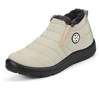 Gaatpot Chaussure Hiver Femme Bottes de Neige Imperméable Bottines avec Doublure Chaud Fourrure,blanc cassé,EU39