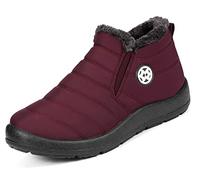 Gaatpot Chaussure Hiver Femme Bottes de Neige Imperméable Bottines avec Doublure Chaud Fourrure,rouge,EU41