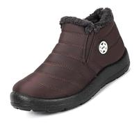 Gaatpot Chaussure Hiver Femme Bottes de Neige Imperméable Bottines avec Doublure Chaud Fourrure,Tan foncé,EU38