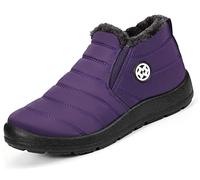 Gaatpot Chaussure Hiver Femme Bottes de Neige Imperméable Bottines avec Doublure Chaud Fourrure,violet,EU42