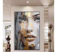 GAAXMG Peinture texturée en noir et blanc, peinture de visage de la Belle au bois dormant, portrait féminin abstrait, poster d'art mural, impression d'art de visage élégant, décoration de la maison