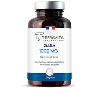 GABA 1000 mg | 120 Gélules | 100% Pur sans Excipients | Lutte contre le Stress et la Nervosité | Favorise une Humeur Positive et un Sommeil Réparateur | Cure de 2 mois | Made in France | Terravita