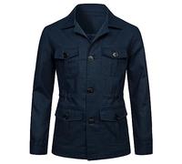 Gabardine Homme Veste de Costume,Blazer Safari en Lin pour Adult Coupe AjustéE Veste Safari Homme Automne LéGer Outwear Caban Blazer Vintage Costard Manches Longues