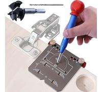 Gabarit de charnière d'armoire, en d'aluminium robuste - Guide de perçage de charnière cachée de 35 mm - pour installation, montage, positionnement, rénovation de cuisine, atelier, garage