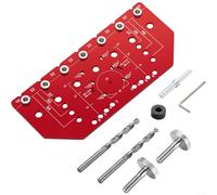 Gabarit de charnière et goupille 2 en 1 en alliage d'aluminium, gabarit de perçage de 35 mm pour une installation précise du matériel de porte et étagères, rouge, idéal pour le travail du bois
