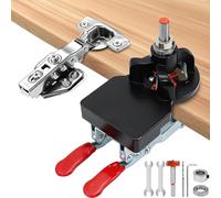 Gabarit de Charnière Invisible 35 mm, Guide de Perçage en Alliage d’Aluminium avec 2 Clips de Fixation, Gabarit de Perçage Précis avec Accessoires, Outil de Menuiserie pour Portes et Armoires
