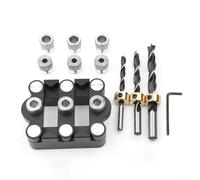 Gabarit de cheville à centrage automatique avec manchons de perçage de 6, 8, 10 mm pour le travail du bois - Outil de localisation de trous avec plage de serrage réglable de 13 à 32 mm, M (noir)