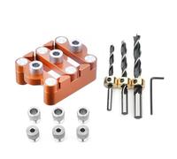 Gabarit de cheville en métal à centrage automatique - pour guide de perçage de précision pour ébénisterie et menuiserie, compatible avec embouts de 6 mm/10 mm, 32 mm de centre à centre (orange)