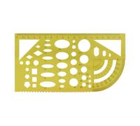 Gabarit de Dessin de Cercles Modèle Multi-formes en Plastique, Jaune | Transparent, Échelle Claire, Alignement Facile, pour Architecture, Cahier, Cours de Maths et Maison