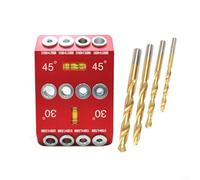 Gabarit de guidage de perçage pour trou coudé et droit, gabarit de perçage 30/45/90 degrés avec 4 tailles 3/8 po, 5/16 po, 1/4 po 3/16 po pour installation de garde-corps de câble (D)