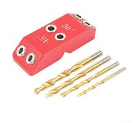 Gabarit de guidage de trou multi-angles pour perçage de 30/45/90 degrés avec trous droits et angle avec construction en alliage d'aluminium pour le travail du bois (rouge)