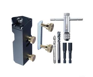 Gabarit de guidage profilé en aluminium pour extrusion des séries 20, 30, 40, assistant de taraudage M6 M8 avec arrêt réglable, kit d'outils de poinçonnage de trous métalliques pour garde-corps de