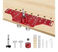 Gabarit de perçage 2 en 1 en alliage d'aluminium avec forets de 2 mm, 5 mm et 1/4" et dispositif de charnière de 35 mm, dispositif de goupille d'étagère pour goupilles d'étagère (style court) (long)