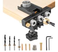Gabarit de perçage 3 en 1 pour construction de meubles, chevilles en bois, gabarit de perçage avec trous de cheville de 8/10/15 mm, clip de positionnement réglable, perforateur pour le travail du bois