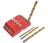 Gabarit de Perçage Angulaire Rouge en Alliage D'aluminium 30° 45° 90° | Guidage par Bague, Réglage Rapide, Foret Inclus, pour Perceuse Manuelle, Meubles et Escaliers