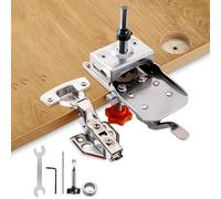 Gabarit de Percage Charniere 35mm, Gabarit de Charniere à Clip Rapide à Bord Réglable, Kit de Guide de Perçage Charnière Invisible pour Porte Placard Armoire Cuisine,Outil Charnière de Travail du Bois