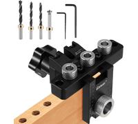 Gabarit de perçage de chevilles en bois, guide de perçage réglable, fonctionnalité 3 en 1, noir