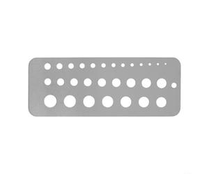 Gabarit de perçage en acier inoxydable avec 29 niveaux pour mesurer rapidement les forets et les filetages - Pour enseignement robuste pour menuisiers et bricoleurs - 15,9 x 6 cm - Argent