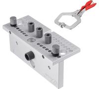 Gabarit de perçage pour assemblage de bois, épaisseur réglable 15-30,5 mm, y compris douilles de perçage, set d'argent