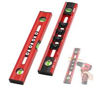 Gabarit de perçage pour électricien - Niveau à bulle de 40 cm - Avec 4 gabarits de perçage réglables - En aluminium avec double échelle pour trous précis, prises, suspension de photos