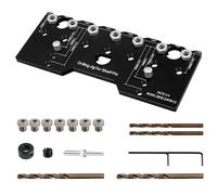 Gabarit de perçage pour goupilles de tablette avec 7 guides de perçage durcis Gabarit de perçage en aluminium de haute qualité 22 * 10 cm 1/4 pouce 5 mm Gabarit de perçage 32 mm pour travail du bois