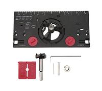 Gabarit de perçage pour paumelles 35 mm, guide de perçage de trous pour paumelles en menuiserie avec fraise et mèche de 1/16 pouce, dispositif de réglage de la profondeur pour (Noire)