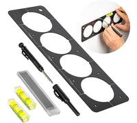 Gabarit de perçage pour prises de courant avec niveau à bulle, 1 kit avec broche, tôle métallique de 1,5 mm, gabarit pour distances normalisées de 71 mm avec cadre commun, pour boîtier pour mur creux