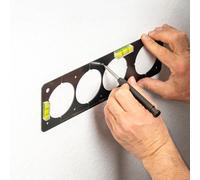 Gabarit de perçage pour prises de courant avec niveau à bulle, 1 kit avec broche, tôle métallique de 1,5 mm, gabarit pour distances normalisées de 71-91 mm avec cadre commun et séparé