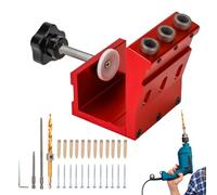 Gabarit de Perçage pour Trous Angulés - Ensemble de Gabarit Guide de Perçage pour Trous Borgnes - Angle d'Assemblage 15 Degrés avec Mèche Étagée et Localisateur Menuiserie Outils Bois pour Projets Rén