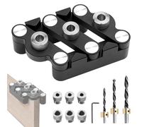 Gabarit de Percage Professionnel, Conception en Parallélogramme Guide de Percage, avec Douille de Perçage 6 mm/10 mm, Foret de Butée 6 mm/8 mm/10 mm et Clé, pour Forage Vertical (Noir) (Noir)