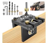 Gabarit De Percage Set, 6/8/10/15mm Gabarit de Percage de Poche, 3 en1 kit de guide de percage réglable avec clip de positionnement Perforateur, Outils de Bricolage pour letravail du bois