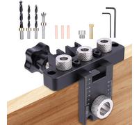 Gabarit De Percage Set: 8/10/15 mm Kit de Gabarit de Positionnement 3 en 1 avec Clip de Positionnement Goujon, Guide de perçage réglable, Localisateur de menuiserie, Outils de Bricolage pour Meubles