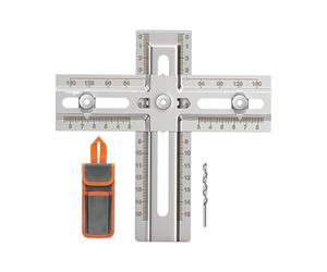 Gabarit de poignée d'armoire, guide de gabarit de perçage en acier inoxydable pour un alignement précis des trous, système de contrôle d'installation sans erreur avec échelle de marquage réglable, tra