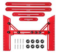 Gabarit de précision pour marches d'escalier avec longueur réglable de 28,9 cm, 12,7 à 152,4 cm et verrouillage d'angle sécurisé pour des monte-escaliers précis et des sols stratifiés (rouge)