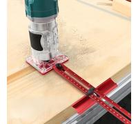 Gabarit de quincaillerie d'armoire 4 en 1 avec poinçon central automatique pour le travail du bois - Support de fente de défonceuse en alliage d'aluminium, échelle métrique/impériale pour fraises de 6