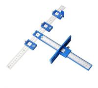 Gabarit de quincaillerie d'armoire, gabarit de poignée d'armoire en alliage d'aluminium avec poinçon central automatique, guide de perçage de perçage pour le travail du bois, localisateur de poinçon