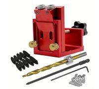 Gabarit de trou de poche de 9 mm, localisateur oblique réglable pour perçage, assemblage de joints et projets en bois (rouge)